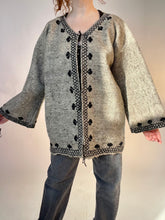 Load image into Gallery viewer, Vintage Wool Jacket Hand Woven Cardigan Jacket L 90s