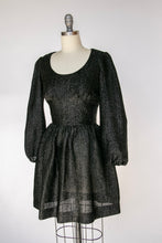 Load image into Gallery viewer, 1960s Dress Black Metallic Mod Mini XS