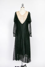Load image into Gallery viewer, 1920s Dress Black Lace Beaded Illusion Deco S