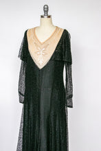 Load image into Gallery viewer, 1920s Dress Black Lace Beaded Illusion Deco S
