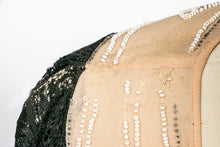 Load image into Gallery viewer, 1920s Dress Black Lace Beaded Illusion Deco S