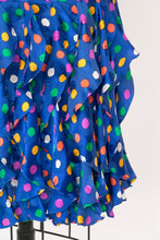 Load image into Gallery viewer, 1980s Dress Silk Ruffle Polka Dot Print XS P
