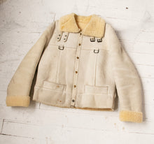 Load image into Gallery viewer, 1970s Mens Shearling Coat Suede Fur Bomber M