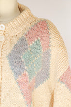 Load image into Gallery viewer, 1980s Sweater Wool Knit Long Argyle Cardigan M