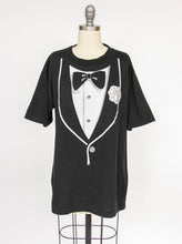 Load image into Gallery viewer, 1980s Tee Tuxedo Print T-Shirt L