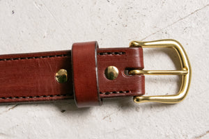 1980s Belt Thick Leather Brown Cinch Waist M/L