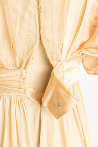 Edwardian Gown Antique Dress Silk Floral XS