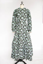 Load image into Gallery viewer, 1930s Dress Dark Floral Cotton Ruffle Peasant Bonnet Set M
