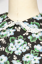 Load image into Gallery viewer, 1930s Dress Dark Floral Cotton Ruffle Peasant Bonnet Set M