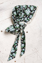 Load image into Gallery viewer, 1930s Dress Dark Floral Cotton Ruffle Peasant Bonnet Set M