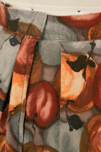 1950s Full Skirt Cotton Autumnal Fruit XS