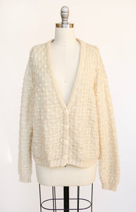 1980s Sweater Chunky Knit Cropped Cardigan M