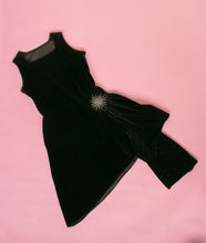 Load image into Gallery viewer, 1920s Dress Black Velvet Asymetric Deco S