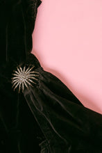 Load image into Gallery viewer, 1920s Dress Black Velvet Asymetric Deco S