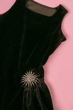 Load image into Gallery viewer, 1920s Dress Black Velvet Asymetric Deco S