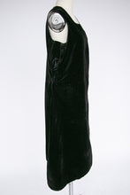 Load image into Gallery viewer, 1920s Dress Black Velvet Asymetric Deco S