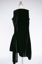Load image into Gallery viewer, 1920s Dress Black Velvet Asymetric Deco S