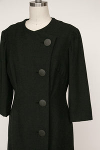 1960s Dress Black Fitted Shirtfront M