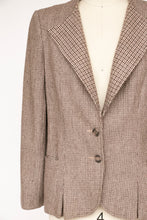Load image into Gallery viewer, 1980s Blazer Wool Jacket Brown Grey S