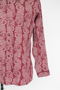 1970s Shirt Men's Printed Cotton Button Up L