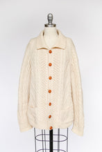 Load image into Gallery viewer, 1970s Irish Wool Cardigan Fisherman Sweater Knit L