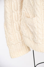 Load image into Gallery viewer, 1970s Irish Wool Cardigan Fisherman Sweater Knit L