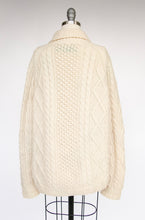 Load image into Gallery viewer, 1970s Irish Wool Cardigan Fisherman Sweater Knit L