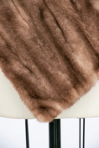 1950s Fur Stole Mink Brown Plush Fluffy Wrap Caplet