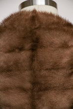 Load image into Gallery viewer, 1950s Fur Stole Mink Brown Plush Fluffy Wrap Caplet