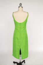 Load image into Gallery viewer, Y2K Dress Linen Silk Lime Green Metallic Fitted XS