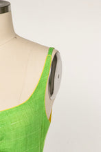 Load image into Gallery viewer, Y2K Dress Linen Silk Lime Green Metallic Fitted XS
