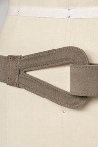 1980s Belt Suede Leather Cinch Waist Grey
