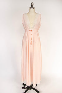 1960s Nightgown Nylon Lace Full Length Slip Dress S