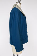 Load image into Gallery viewer, 1960s Coat Wool Blue Cropped Persian Lamb Fur S / M