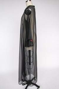 1970s Duster Sheer Chiffon Robe Dress S/M