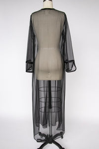 1970s Duster Sheer Chiffon Robe Dress S/M