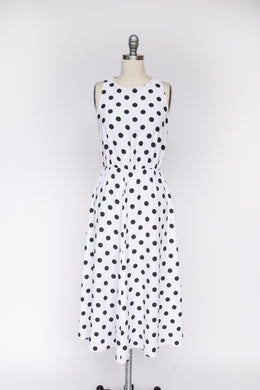 1990s Dress Polka Dot Full Skirt S