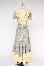 Load image into Gallery viewer, 1940s Dress Floral Cotton Ruffle Peasant Maxi Prairie Gown M