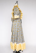 Load image into Gallery viewer, 1940s Dress Floral Cotton Ruffle Peasant Maxi Prairie Gown M