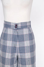 Load image into Gallery viewer, 1970s Pants Plaid Cotton Wide Leg High Waist Trousers S