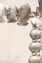 Load image into Gallery viewer, 1980s Belt Fish Medallions Metal Chain Statement Silver