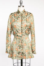 Load image into Gallery viewer, 1940s Peplum Top Silk Blouse Jacket Fitted S