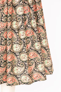 1970s Wrap Skirt Cotton Paisley Full Skirt S / M