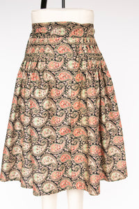 1970s Wrap Skirt Cotton Paisley Full Skirt S / M
