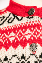 Load image into Gallery viewer, 1960s Norwegian Sweater Wool Knit Cardigan M