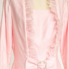 Load image into Gallery viewer, 1960s Dress Pink Chiffon Pleated Sleeve L