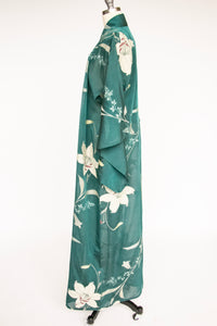 1950s Kimono Japanese Robe Semi Sheer Floral