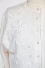Load image into Gallery viewer, 1950s Cardigan Beaded Sweater Fitted Soft  S