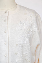 Load image into Gallery viewer, 1950s Cardigan Beaded Sweater Fitted Soft  S
