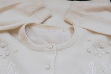 Load image into Gallery viewer, 1950s Cardigan Beaded Sweater Fitted Soft  S